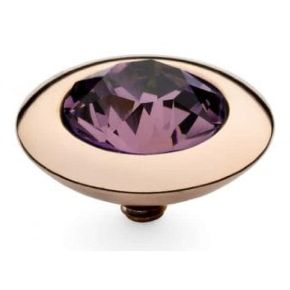 Famosa Rose Gold 13mm Tondo Ring Top Amethyst