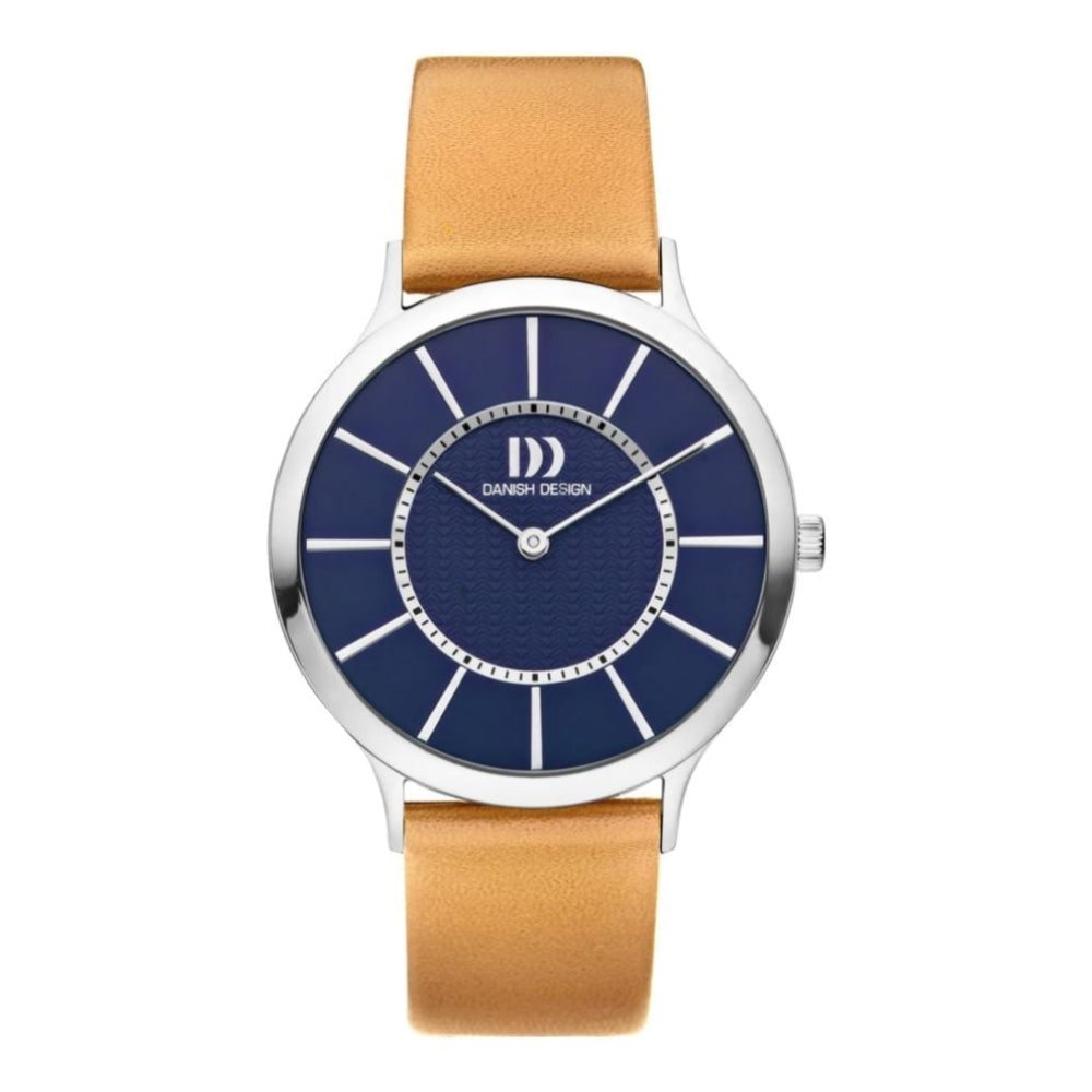 Stainless Steel Beige Leather Wrist Watch