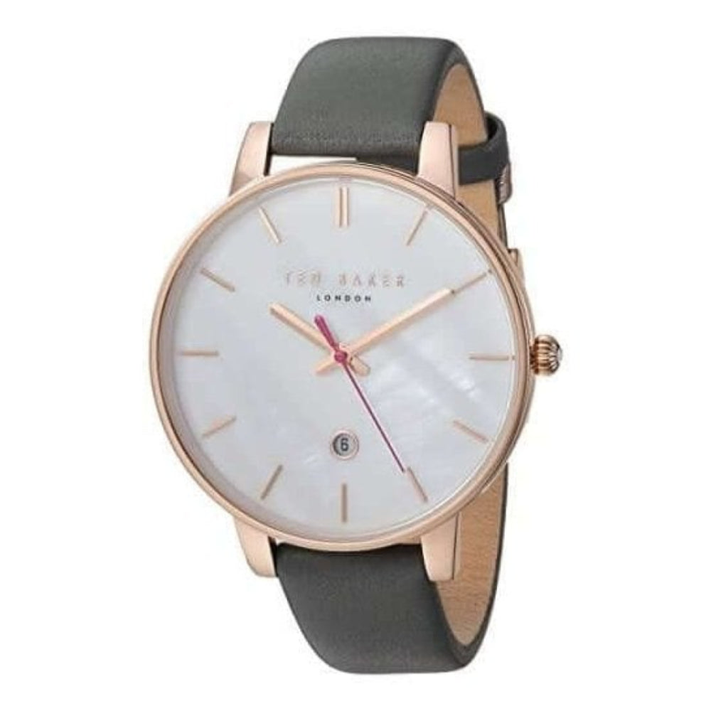 Rose Gold Plated Case With MOP Dial & Grey Leather Strap Ladies Watch