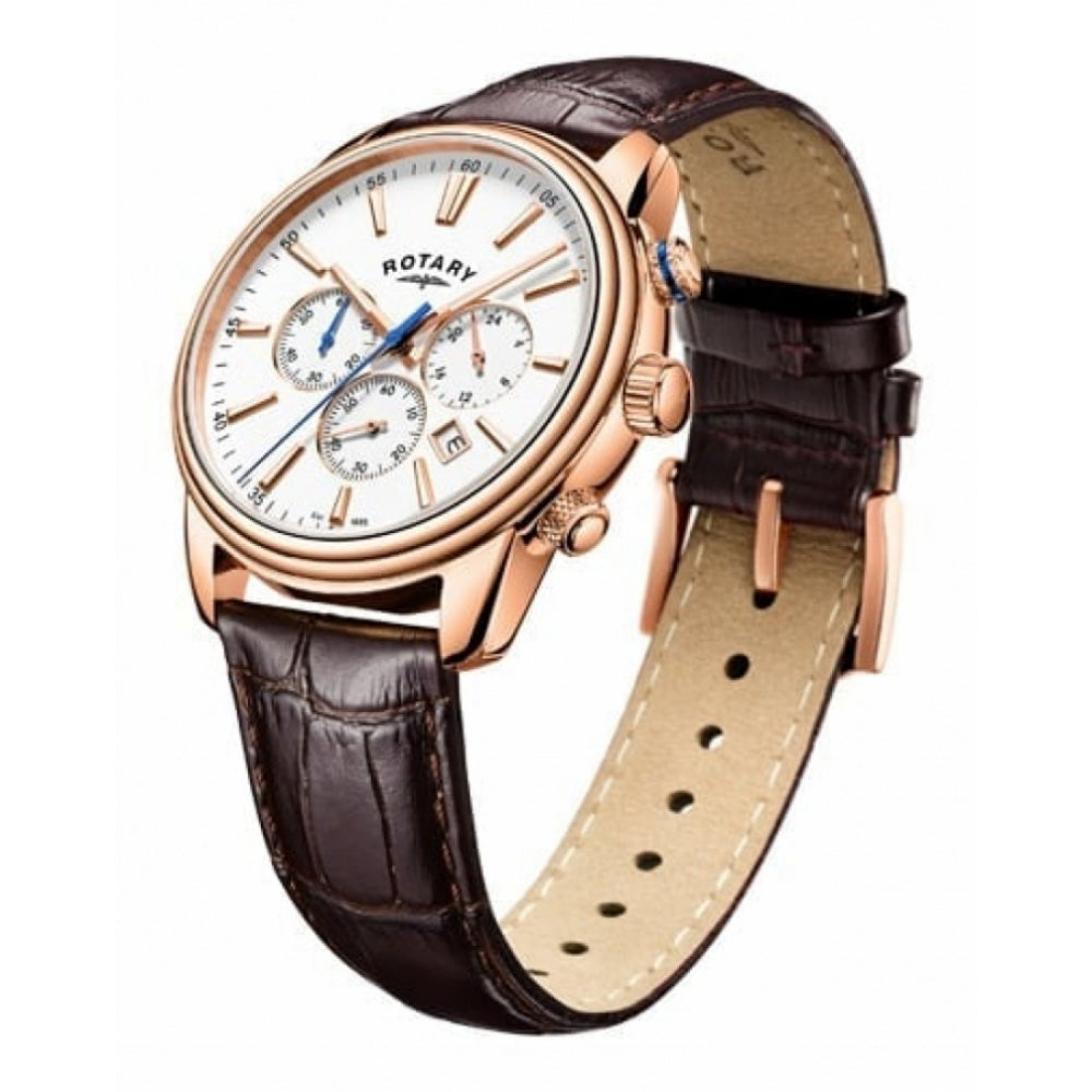 Rose Gold Plated Gents Chronograph Wristwatch