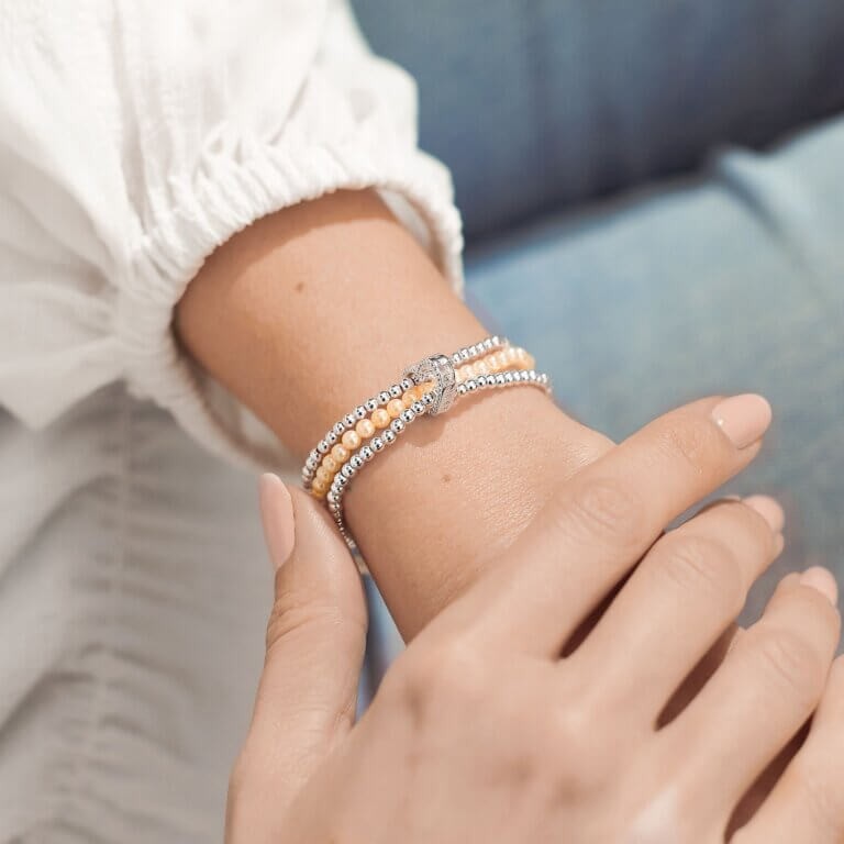 Wellness Stones | Pink Pearl Bracelet | Silver | 17.5cm Stretch