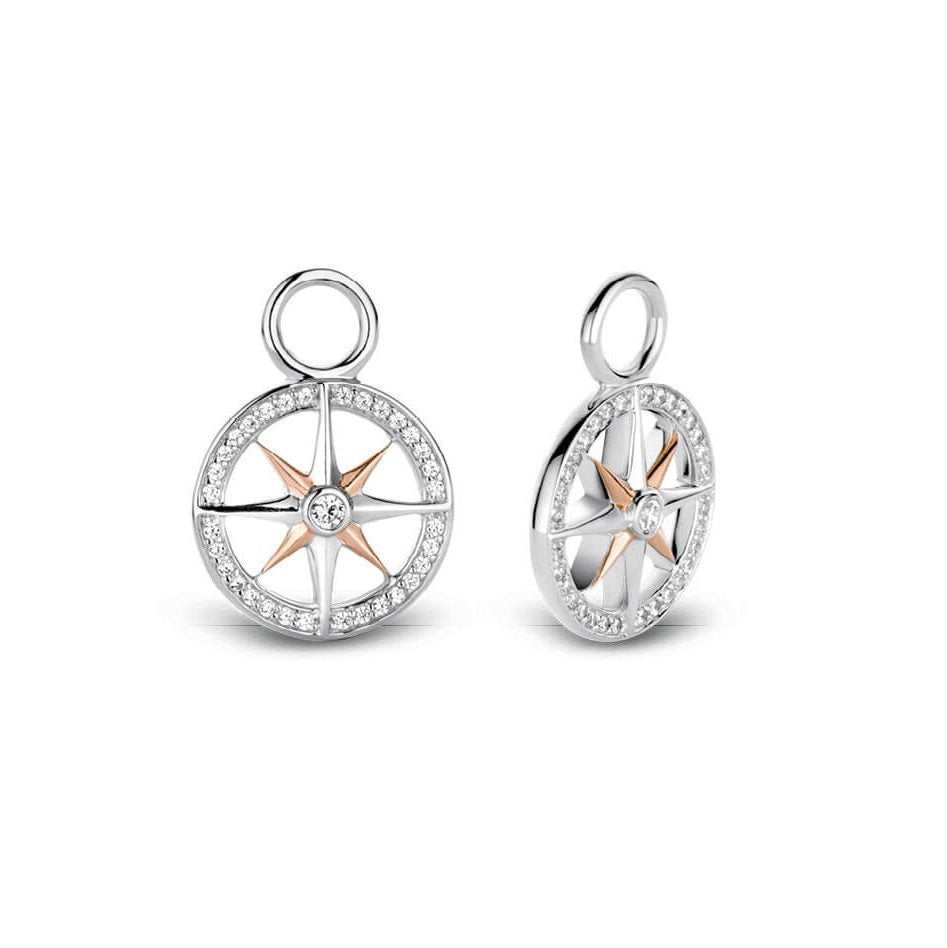 Two Tone Wind Rose CZ Ear Charm