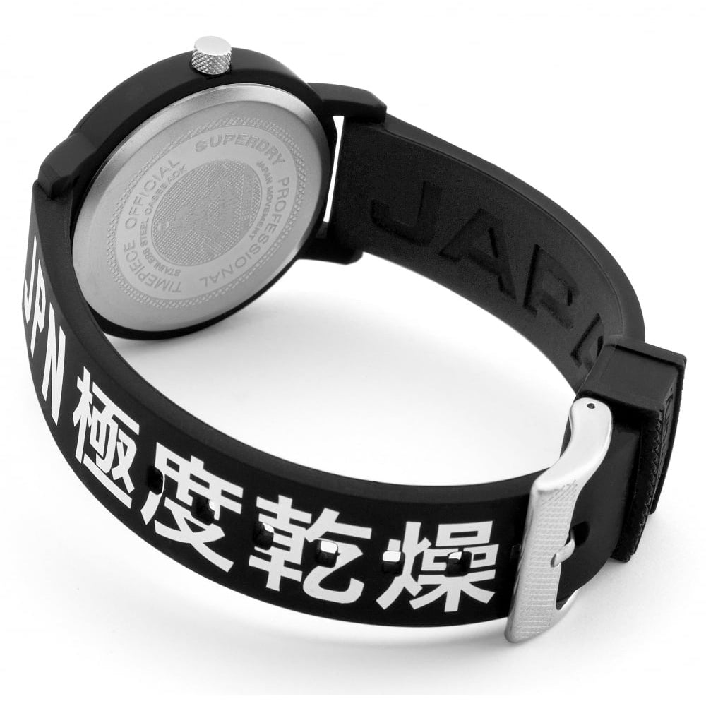 Campus Fluro Block Matte Black With Printed Logo Silicone Strap Watch With Matte Printed Black Dial