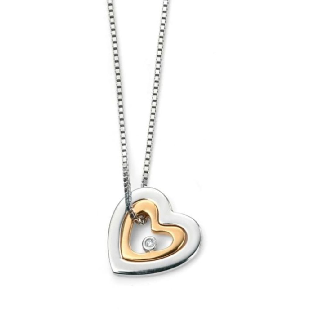 Mother And Daughter Two Tone Pendant Necklace