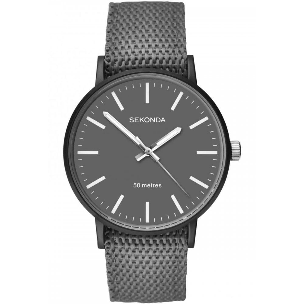 Black Case With Grey Dial & Grey Nylon Strap Gents Watch