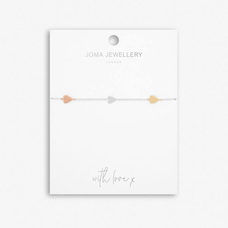 Florence Hearts | Heart Bracelet | Silver Rose Gold And Gold | Bracelet | 19cm Adjustable