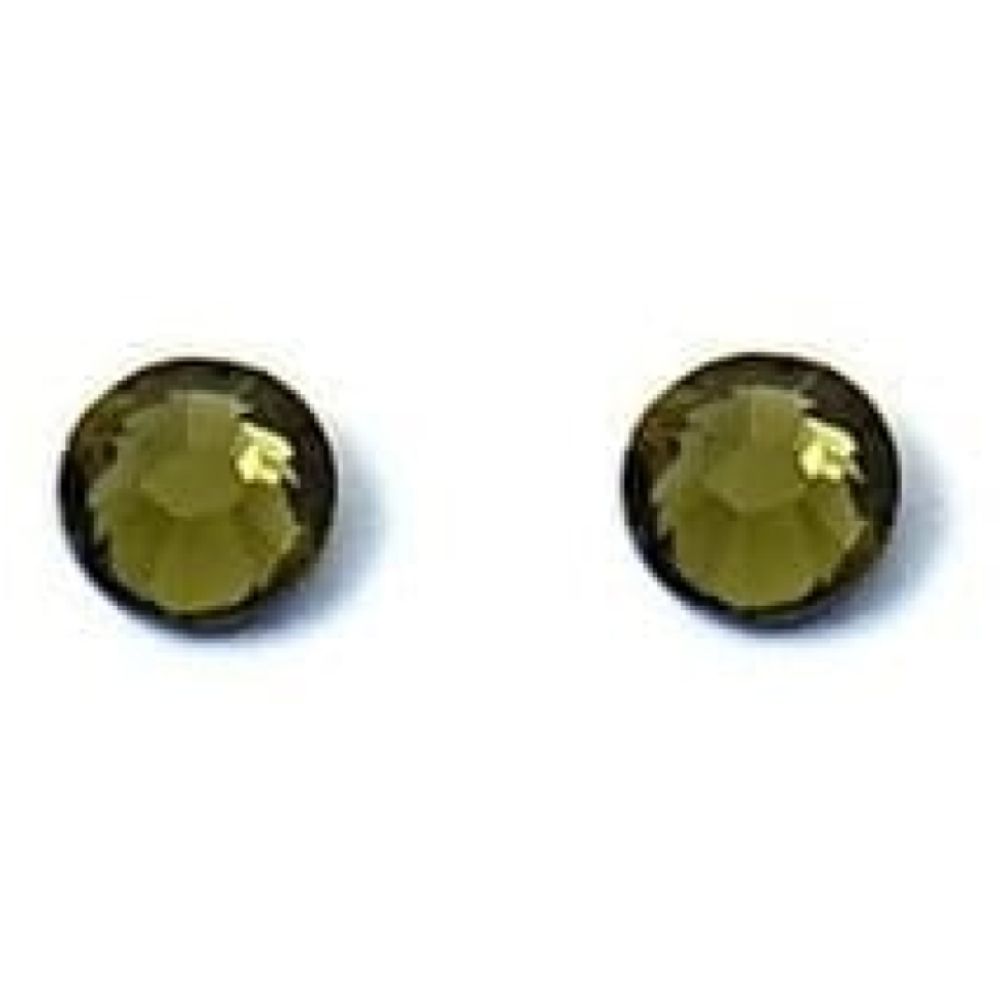 Ladies Circular Olive Green Studded Swarovski Element Earrings