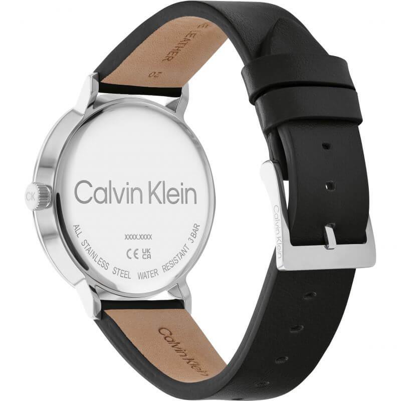 Modern Sunray Black Dial Black Leather Strap Gents Watch