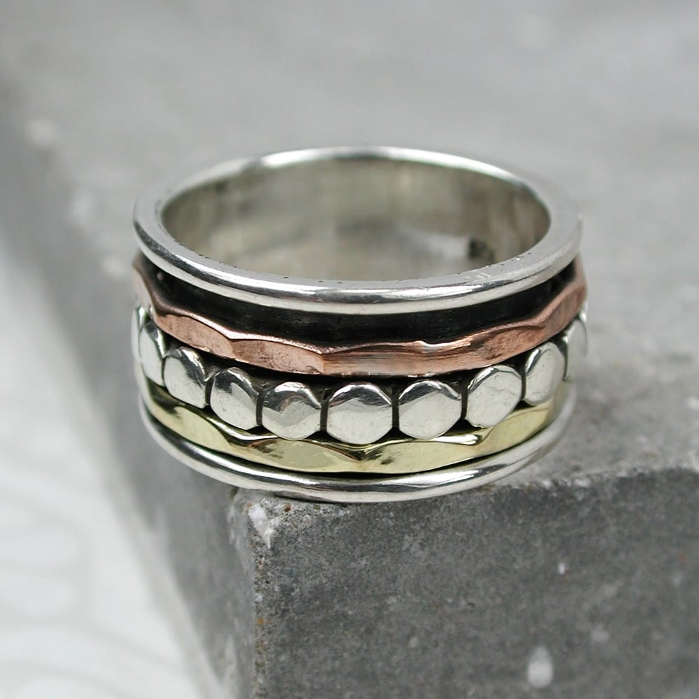 Spinning Ring 3 Bands With Dots