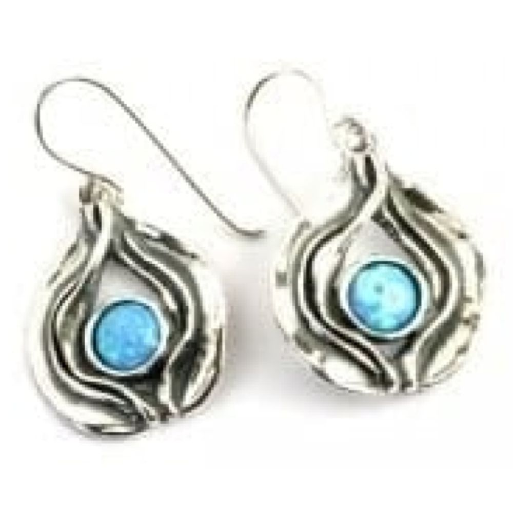 Sterling Silver Drop Earrings With Opal Stones