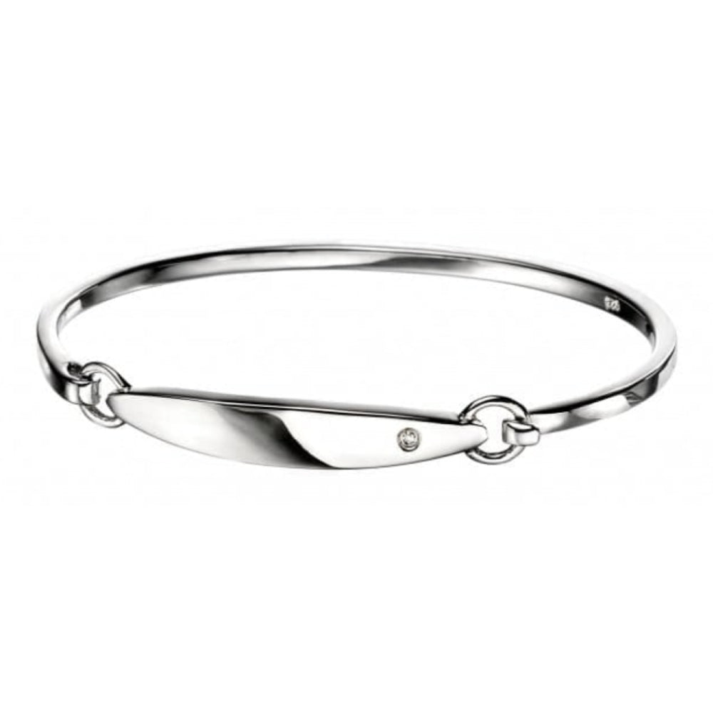 Girls Sterling Silver Bangle with Diamond