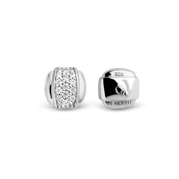 White CZ Silver Stud Earrings
