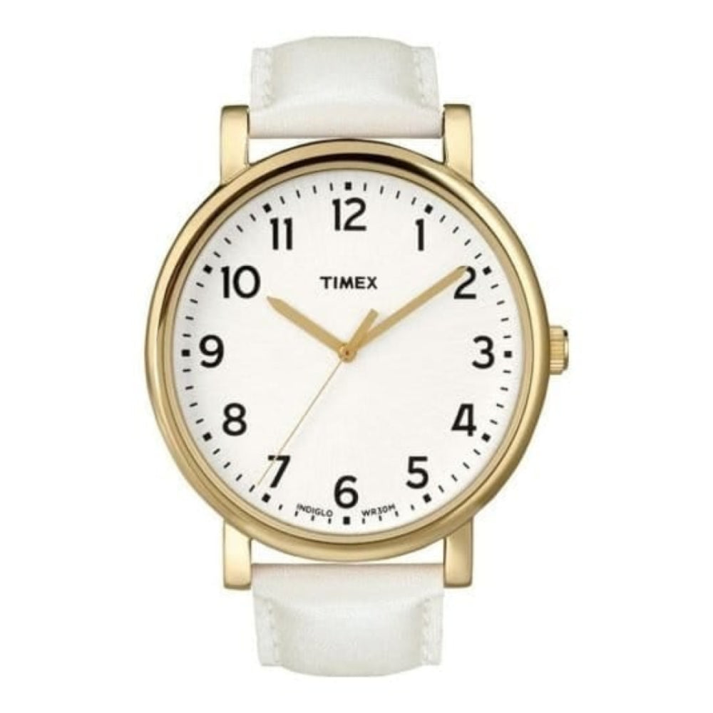 Ladies White Leather Easy Reader Watch