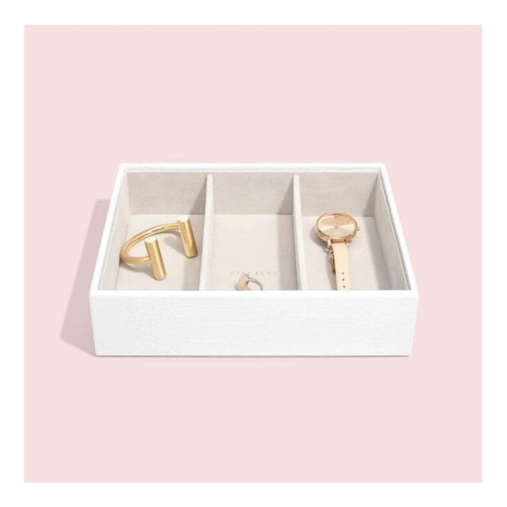 Chalk White Croc Deep 3 Section Classic Stacker