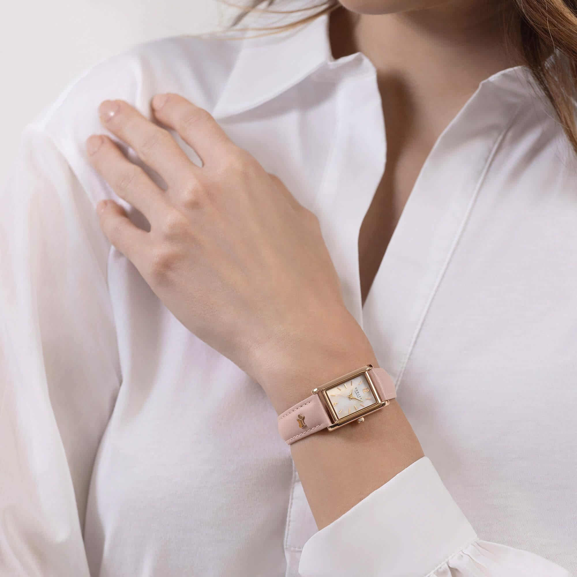 Rose Gold Plated Pink Leather Strap Watch