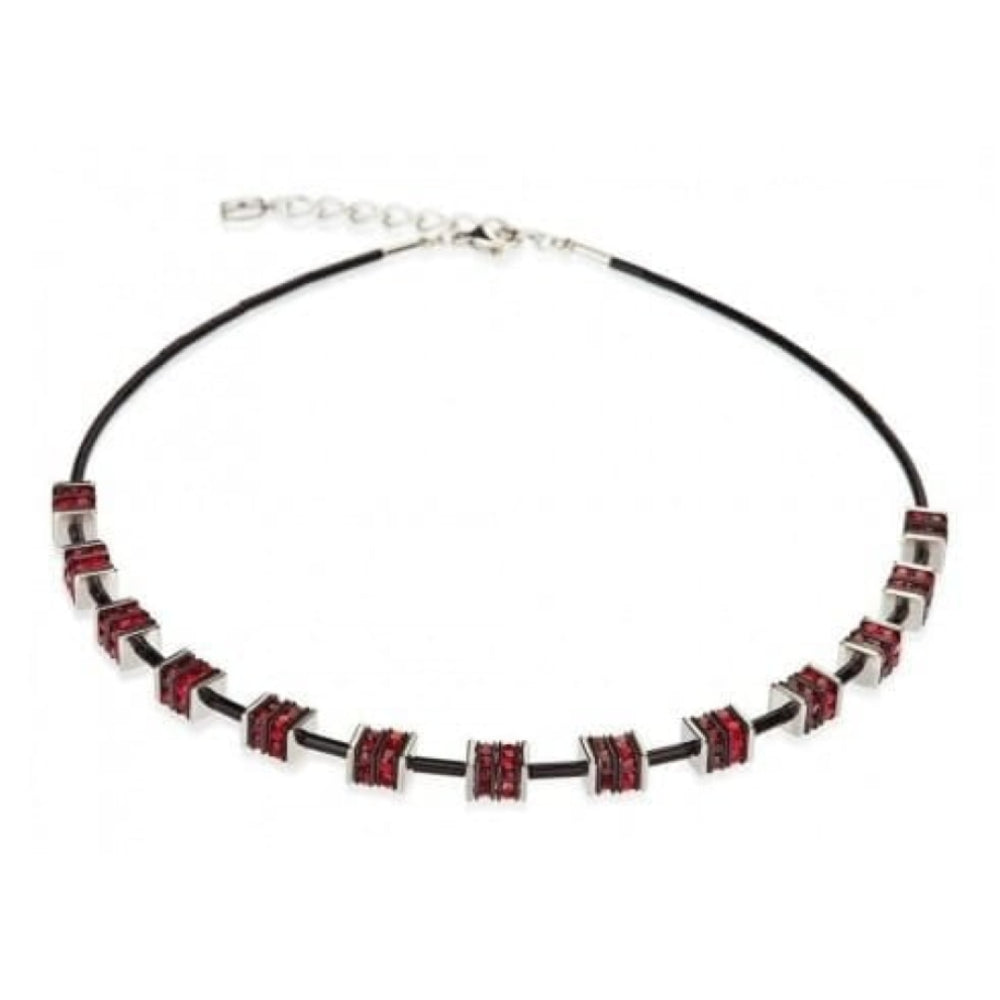 Red & Black Rhinestone Rondelles With Swarovski Necklace