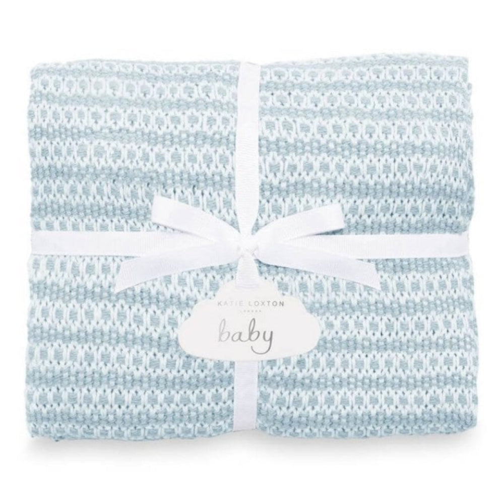 Cotton Knitted Baby Blanket | Blue | 100 X 70 Cm