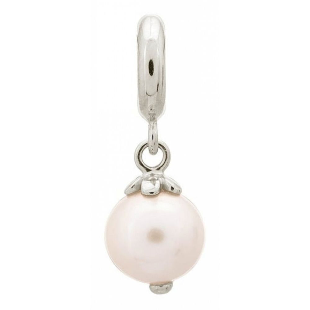 Sterling Silver Bracelet Charm With White Pearl