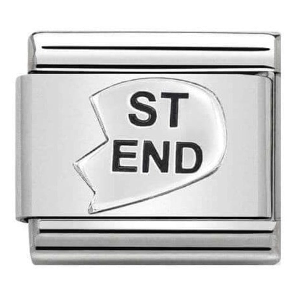 Classic Oxidised Symbol 'ST END' Best Friends Heart Link