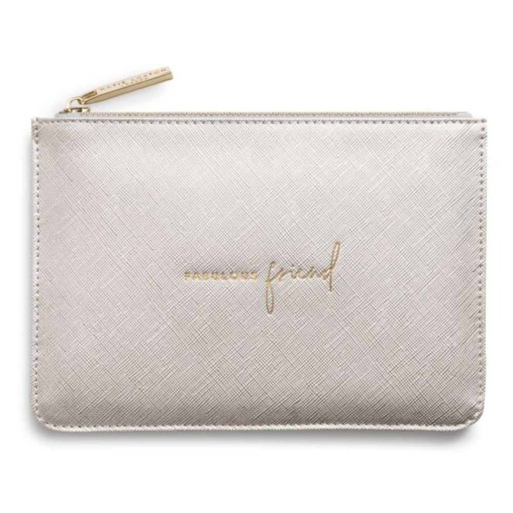 PERFECT POUCH GIFT SET - FABULOUS FRIEND - Light Grey and Metallic Silver - 29x21x2.5cm (boxed)