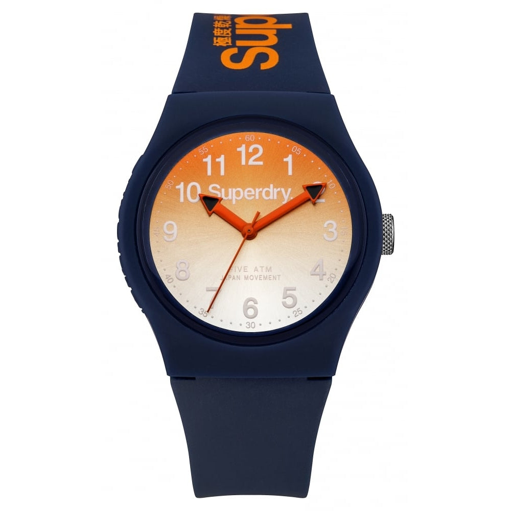 Urban' Navy Silicone Strap Watch With Orange Dial