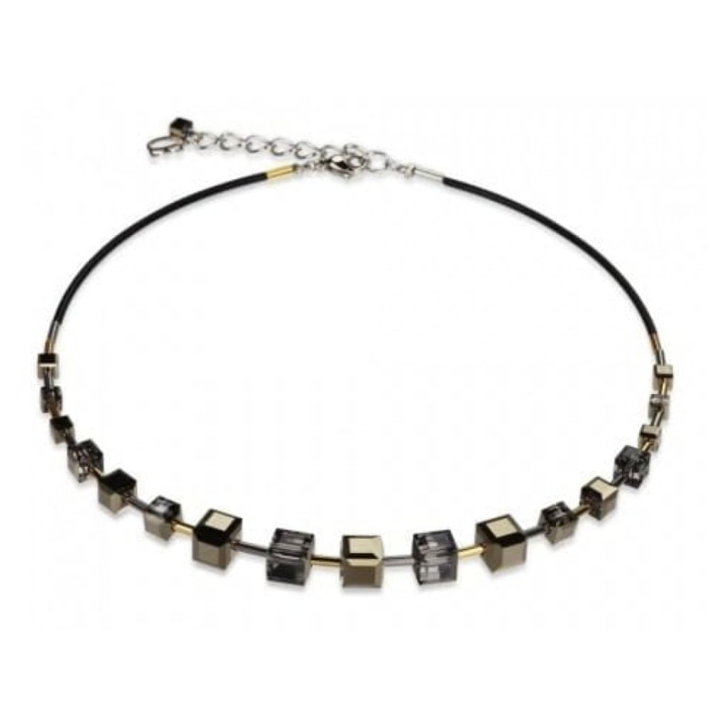 Ladies Grey & Gold Faceted Swarovski Cubed Necklace