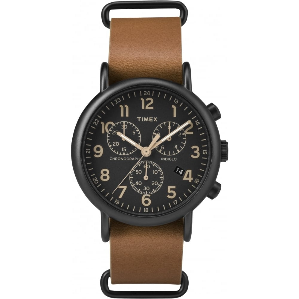 Weekender Chronograph Brown Strap & Black Dial Watch