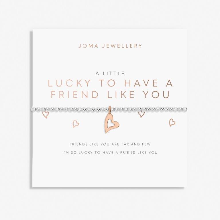 A Little 'Lucky To Have A Friend Like You' Silver & Rose Gold Plated Bracelet