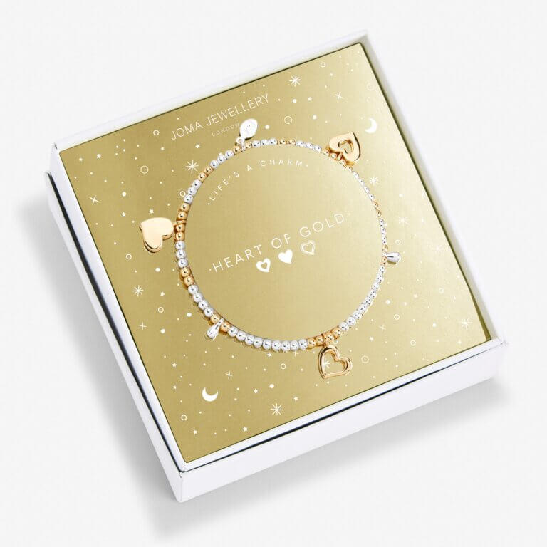 Life's A Charm | Heart Of Gold | Silver And Gold | Charm Bracelet | 17.5cm Stretch