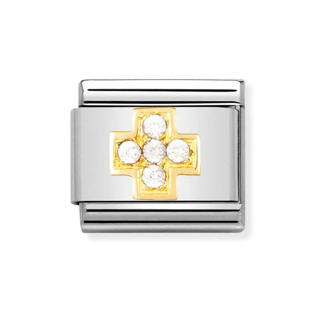 Composable Classic 18K Gold & CZ White Cross Link