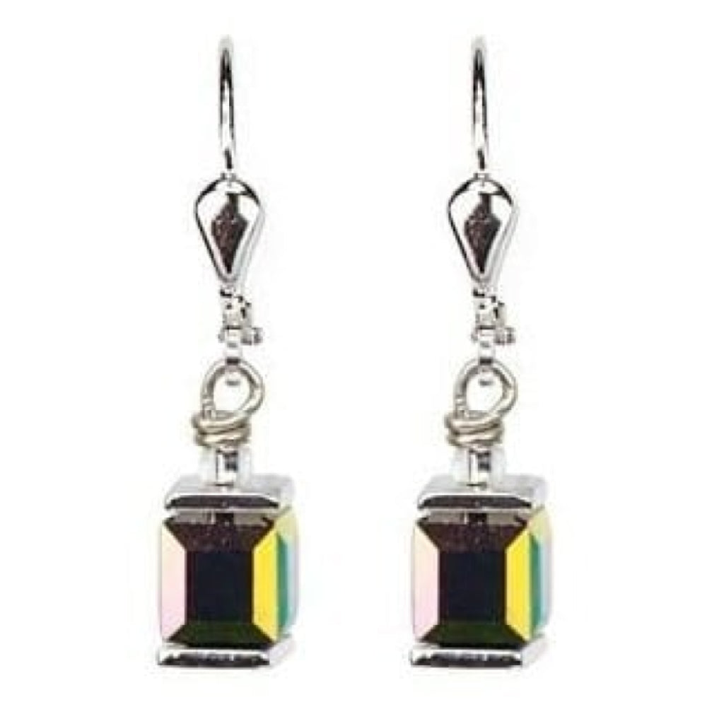 Ladies Dark Crystal Swarovski Elements Set In White-Bronze Alloyed Steel Earrings