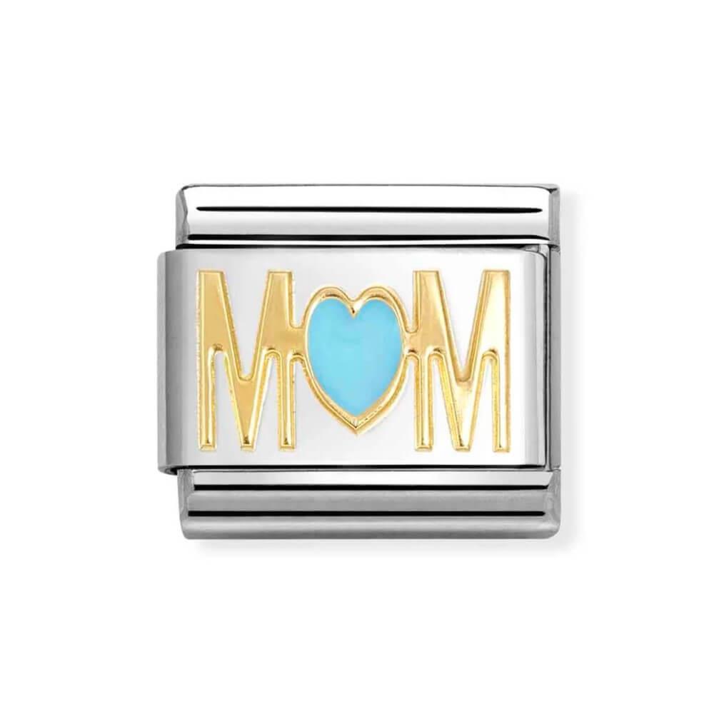 Composable Classic Link Mum Blue Heart In 18K Gold & Enamel