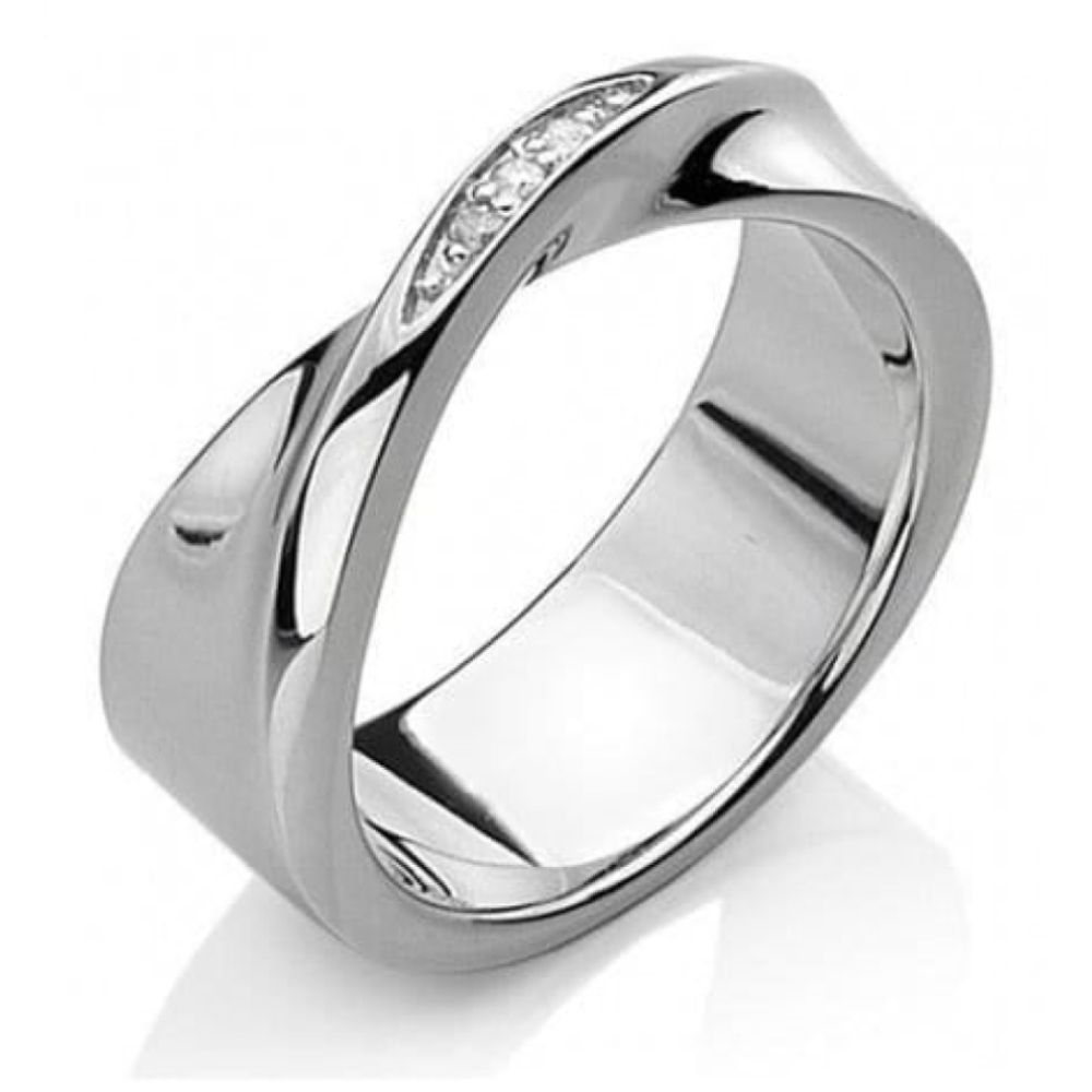 Size M Sterling Silver Simply Sparkle Twist Ring
