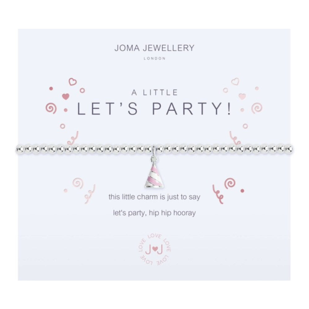 A Little - Lets Party - Silver And Enamel Charm - Silver Bracelet - 17.5cm Stretch