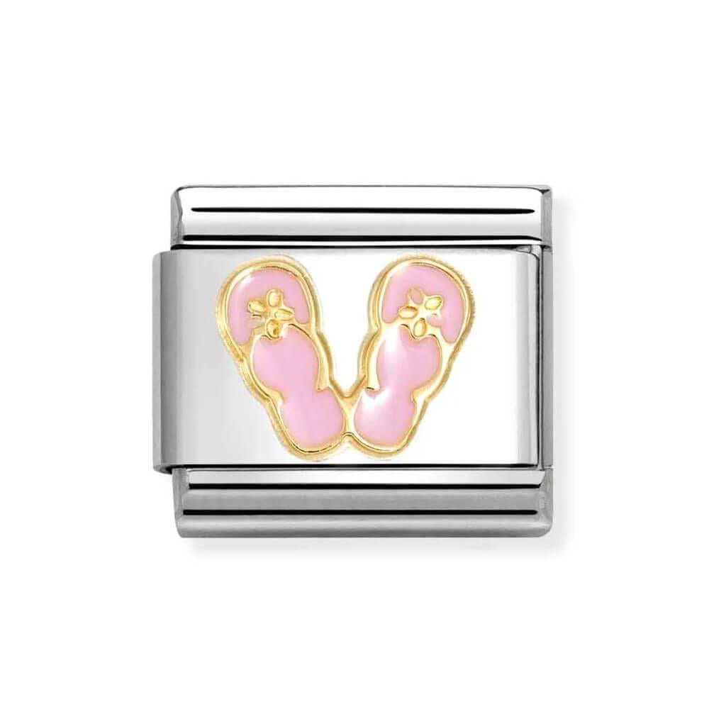 Composable Classic Link Pink Flip-flops In 18K Gold