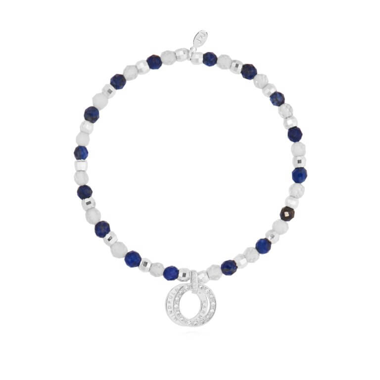 Wellness Gems | Silver | Lapis Lazuli And Moonstone Bracelet | 17.5cm Stretch