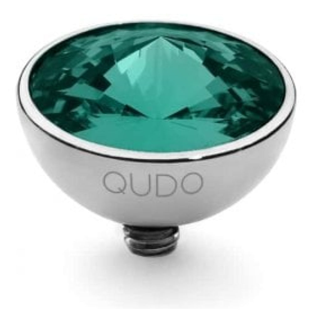Famosa Silver 11.5mm Bottone Ring Top Emerald