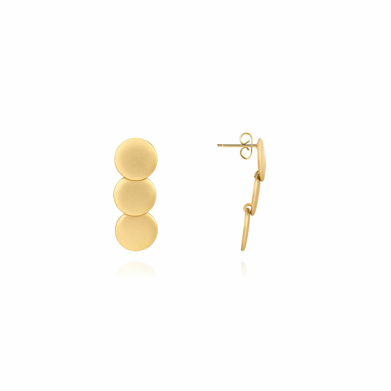 Statement Earrings | Gold | Matte Linked Discs | Earrings
