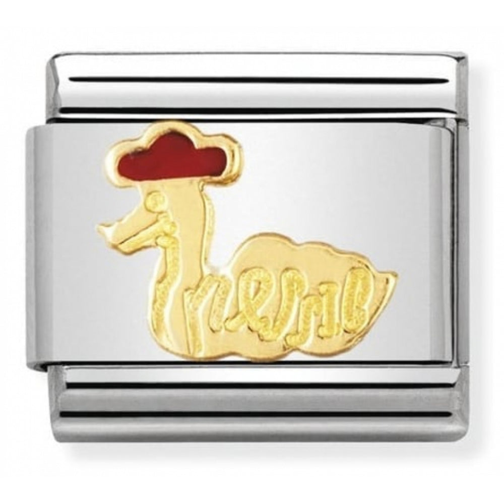 Classic Nessie In Stainless Steel With Enamel & 18k Gold Charm