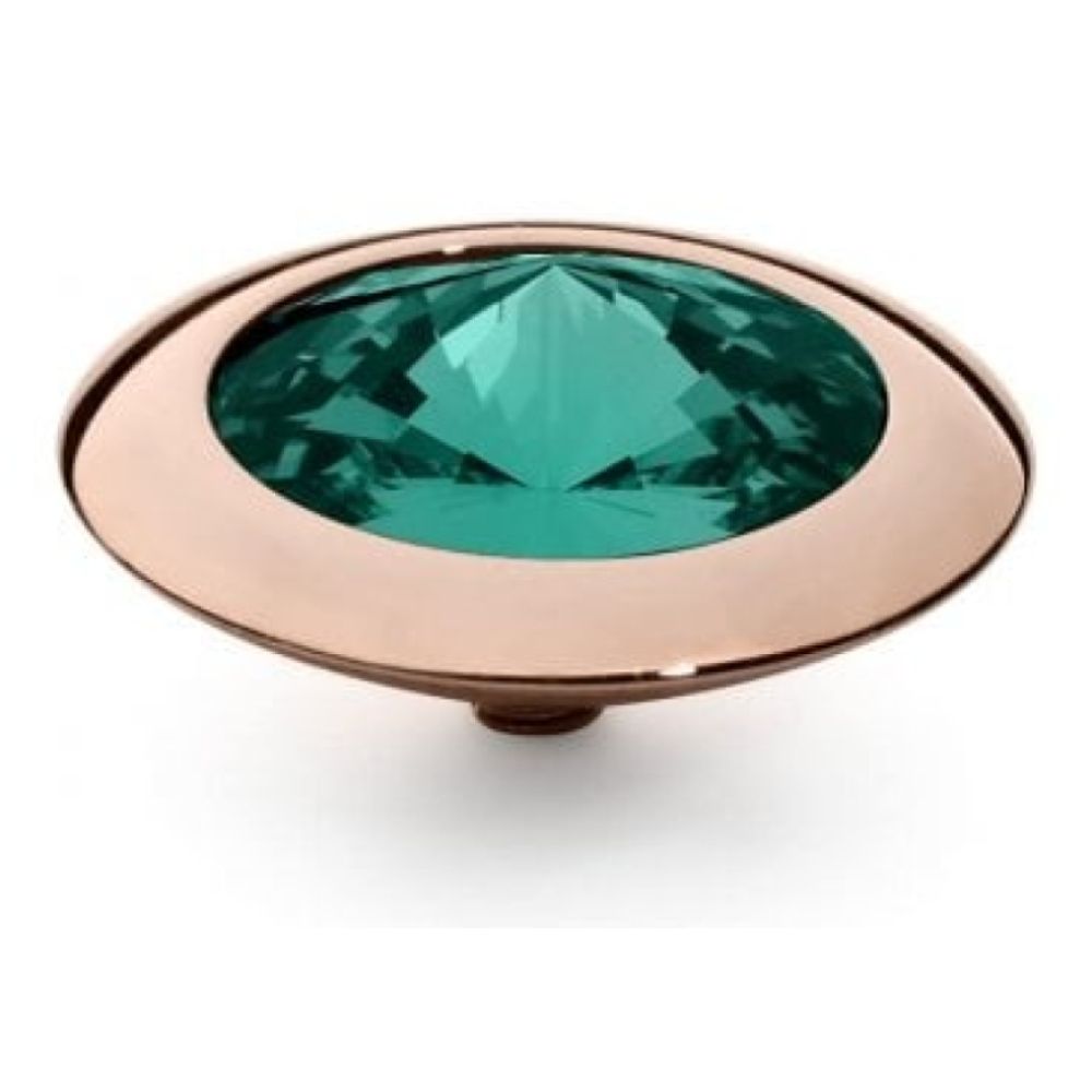 Famosa Rose Gold 16mm Tondo Ring Top Emerald