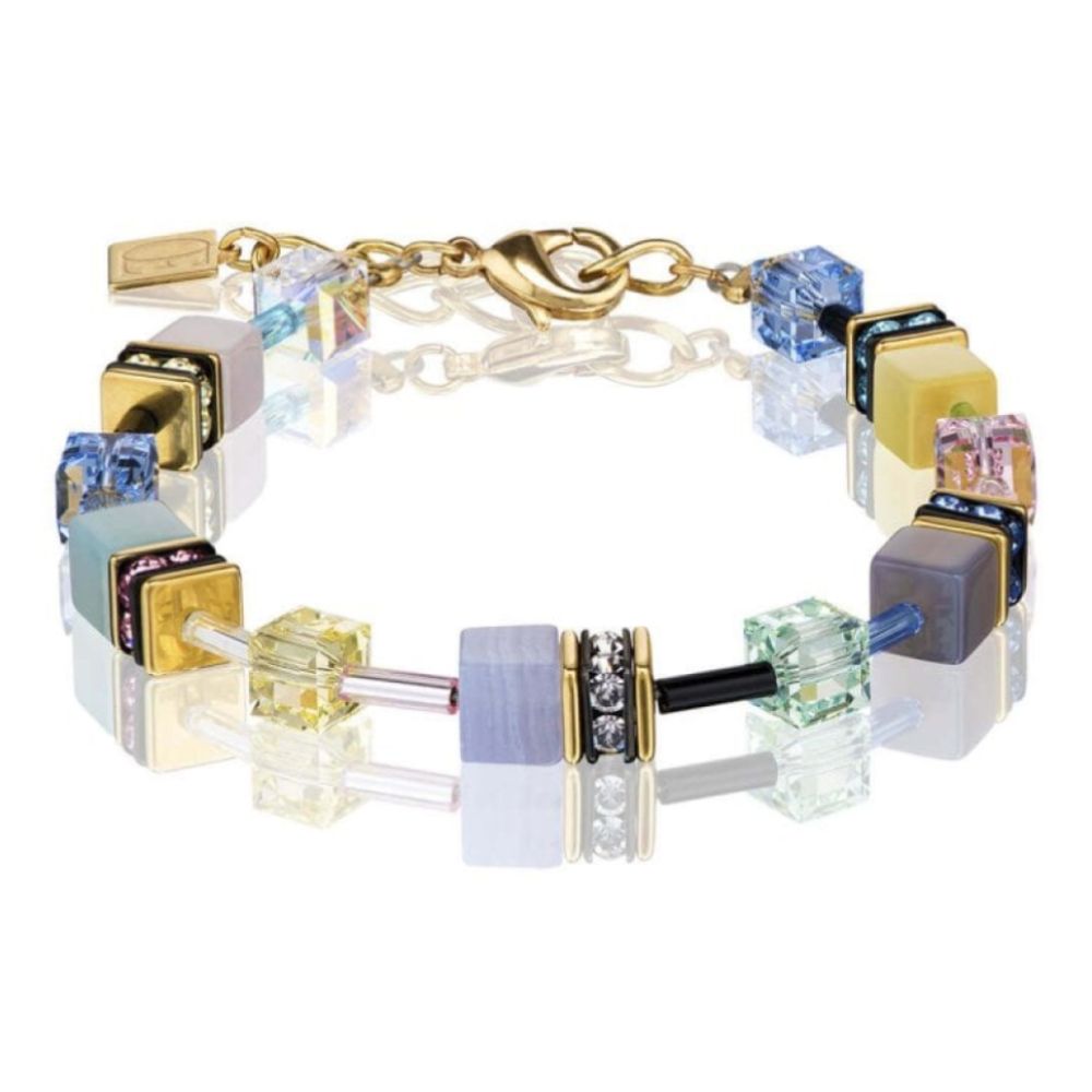 Multicolour Romance Geo Cube Gold Plated Bracelet