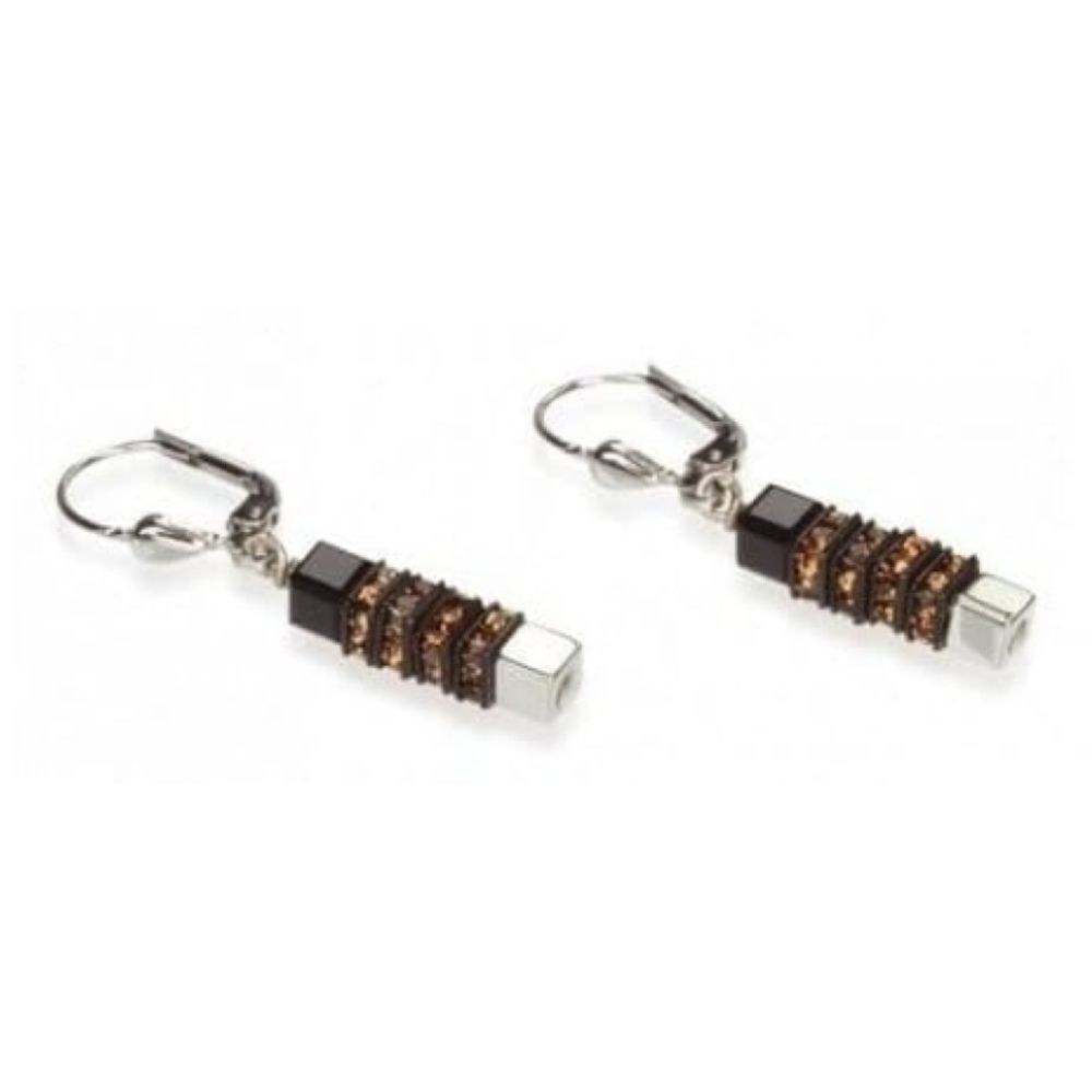 Ladies Bronze Rhinestone Rondelles & Swarovski Earrings