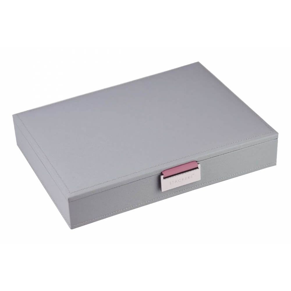 Dove Grey Classic Lidded Stackers Antique Rose Lining