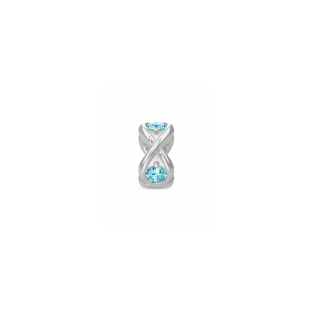 Sky Blue CZ Sterling Silver Infinity Round Charm