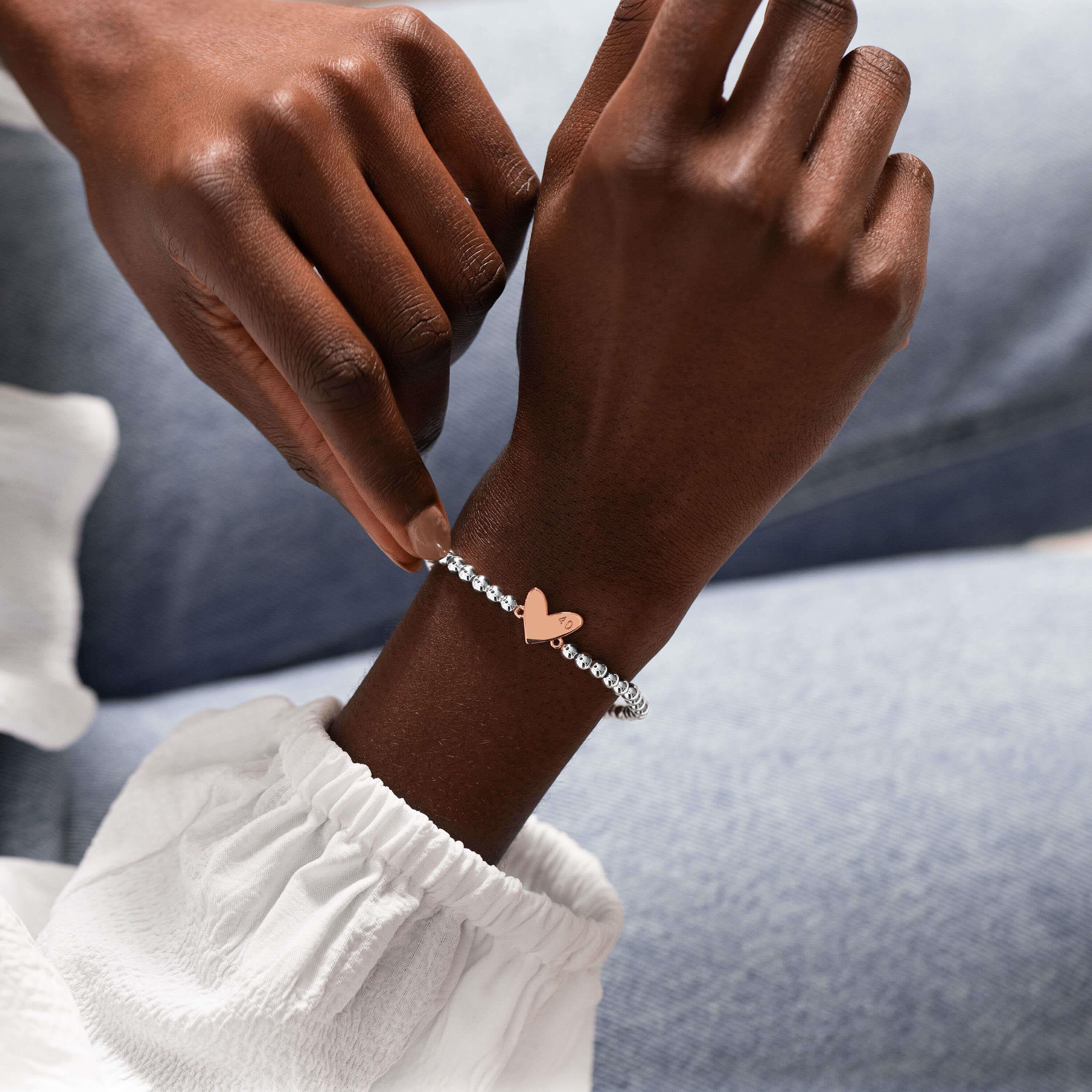 Beautifully Boxed A Littles | Happy 40th Birthday | Silver | Bracelet | 17.5cm Stretch