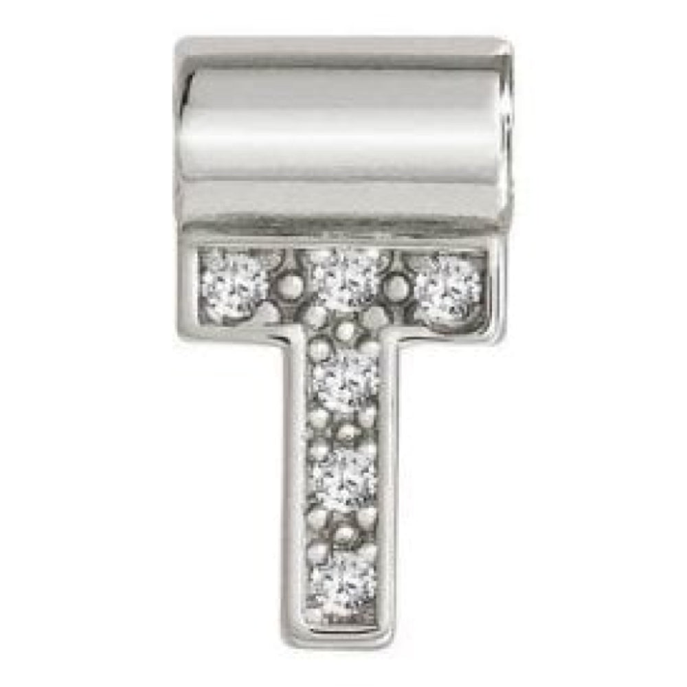Seimia Silver Cubic Zirconia Letter T Charm