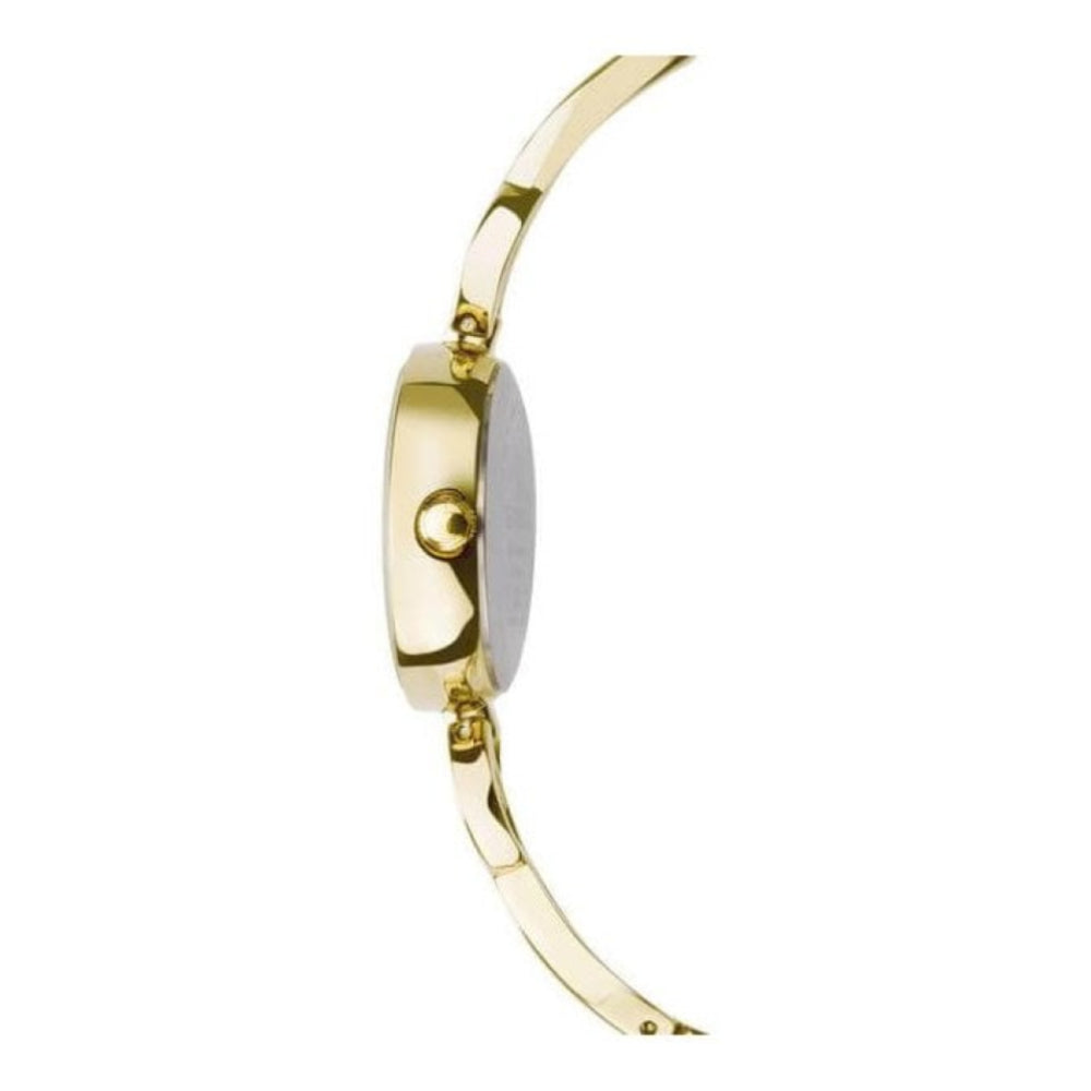 Gold Plated Case With Champagne Dial & Gold Plated Semi Bangle Bracelet Strap Ladies Watch