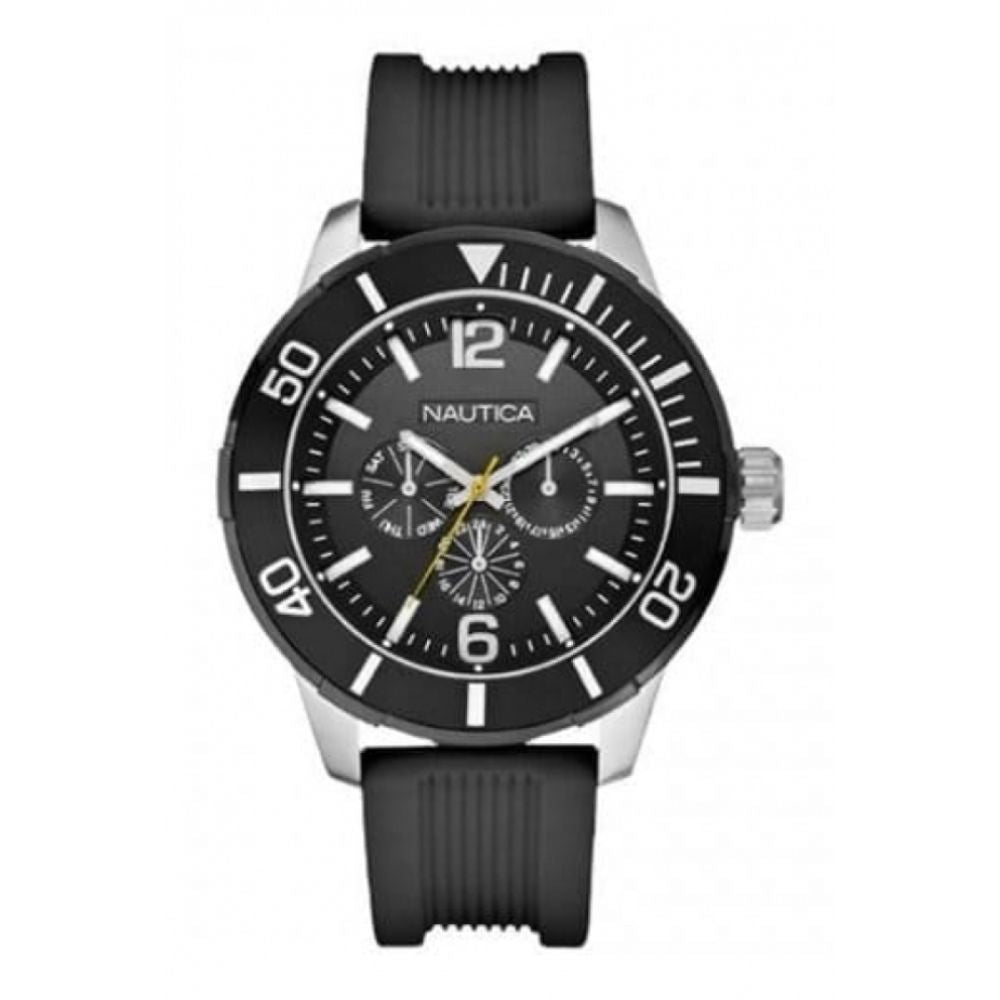 Gents NSR Black Rubber Multifunctional Strap Watch