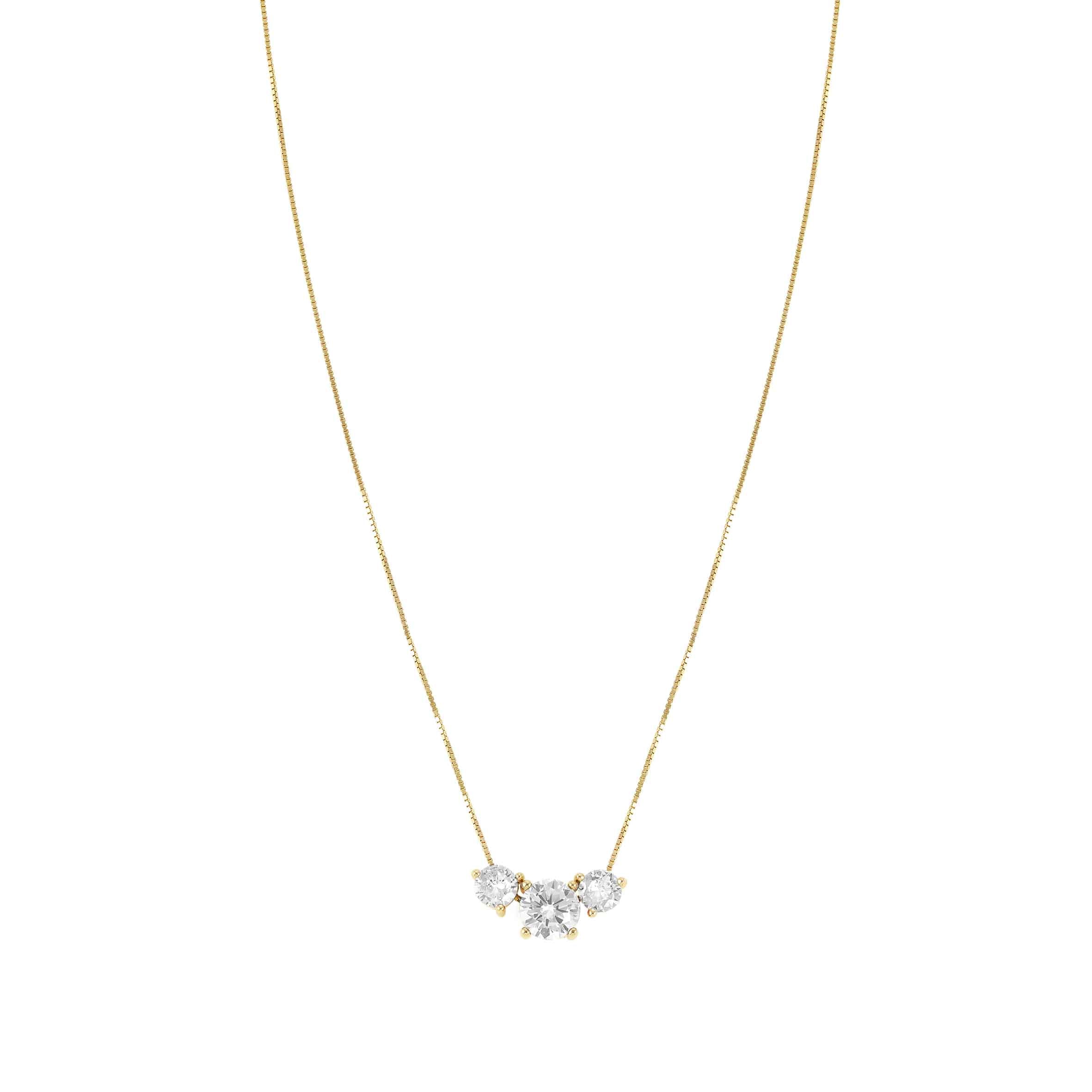 Colour Wave Necklace In Gold & White CZ