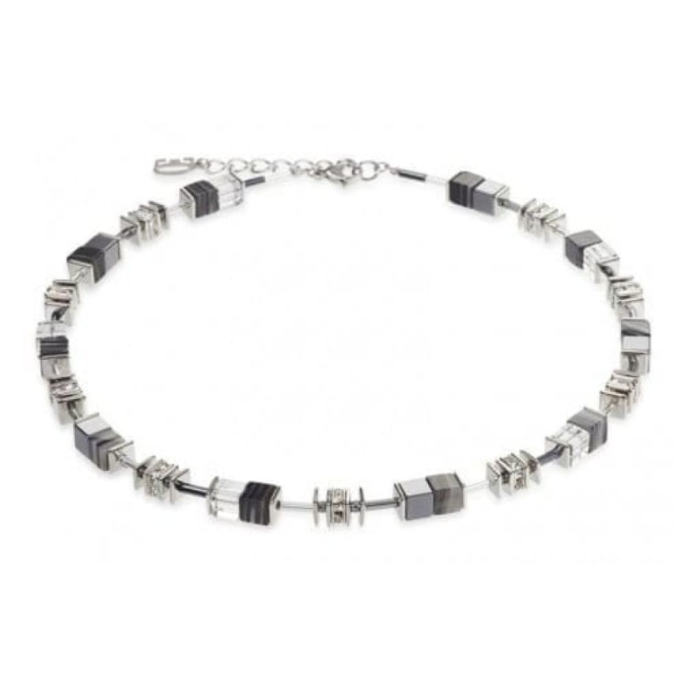 Ladies Silver & Grey Haematite Agate Tiger's Eye Bead Necklace